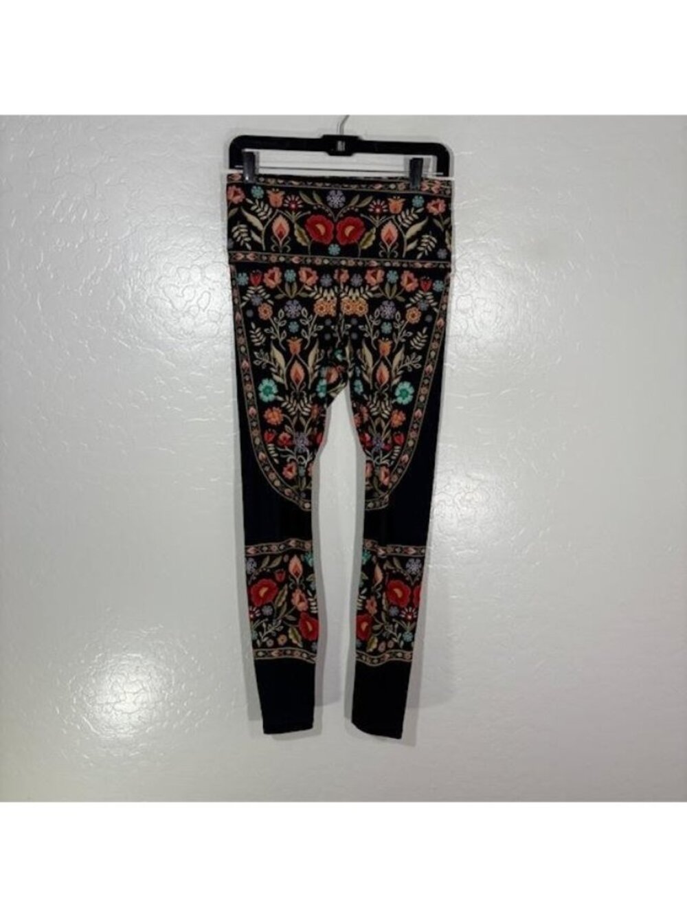 Yoga Democracy Leggings Womens M Black Floral Print High Rise Ankle Yoga Pants